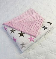 Плед детский "Подушкино" хлопок/плюш (звездный розовый) 95х85