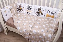 Комплект в кроватку 6 предметов сатин НОЧНОЙ ГЕРОЙ