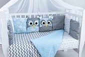 Комплект в кроватку 6 предметов бязь СОВЫ