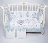 Комплект в кроватку Премиум ПАННО 5 шт.съемн.навол. "подушками" 6 предм."Малыш мышонок" (мята)
