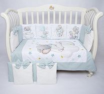 Комплект в кроватку Премиум ПАННО 5 шт.съемн.навол. "подушками" 6 предм."Малыш мышонок" (мята)