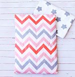 Комплект постельного белья 3 предм. поплин "Зигзаги" (коралл)