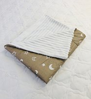 Плед детский "Подушкино" хлопок/плюш (кофе звезды/белый) 95х85см.