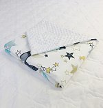 Плед детский "Подушкино" хлопок/плюш (звезд.небо мятн./белый) 95х85см.