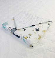 Плед детский "Подушкино" хлопок/плюш (звезд.небо мятн./белый) 95х85см.