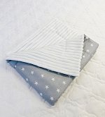 Плед детский "Подушкино" хлопок/плюш (серые звезды/белый) 95х85см.