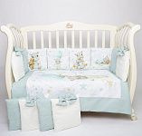 Комплект в кроватку Премиум ПАННО 5 шт.съемн.навол. подушками 6 предм. Бегемотики(мятный)