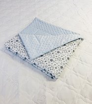 Плед детский "Подушкино" хлопок/плюш (звездопад голубой) 95х85см.